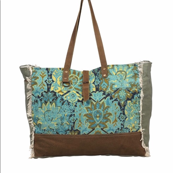 Myra Bag Handbags - ▪️Myra Leather-Canvas Extra Large Weekender Bag